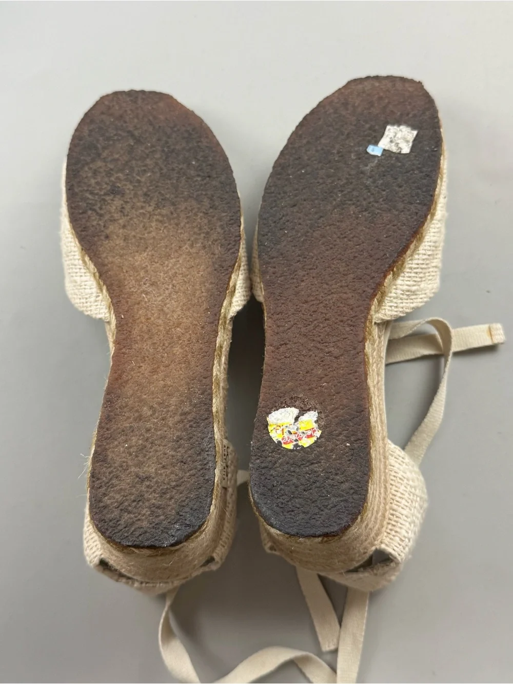 UGG Mar Women’s Espadrille Wedge Sheepskin Sandals Cream Ankle Tie Size 9 Boho
